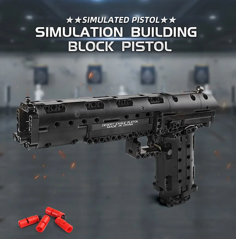 Mould King Desert Eagle Pistol Model - Realistische Bouwset voor Fans van PUBG en Blokkenspeelgoed