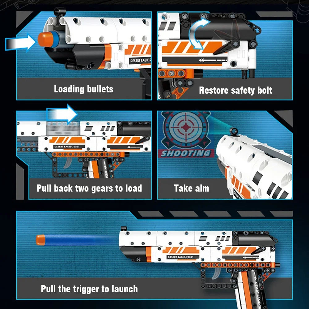 Desert Eagle Bouwset - WW2 Militair Model met Zachte Kogels, AK47 en Submachine Gun Blokken voor Jongens