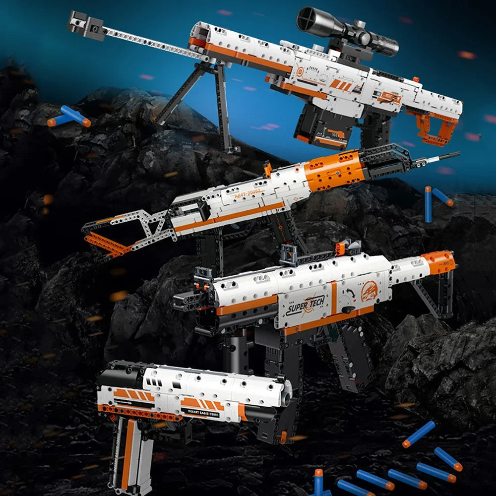 Desert Eagle Bouwset met Zachte Kogels - AK47 en Submachine Gun Blokken voor Jongens