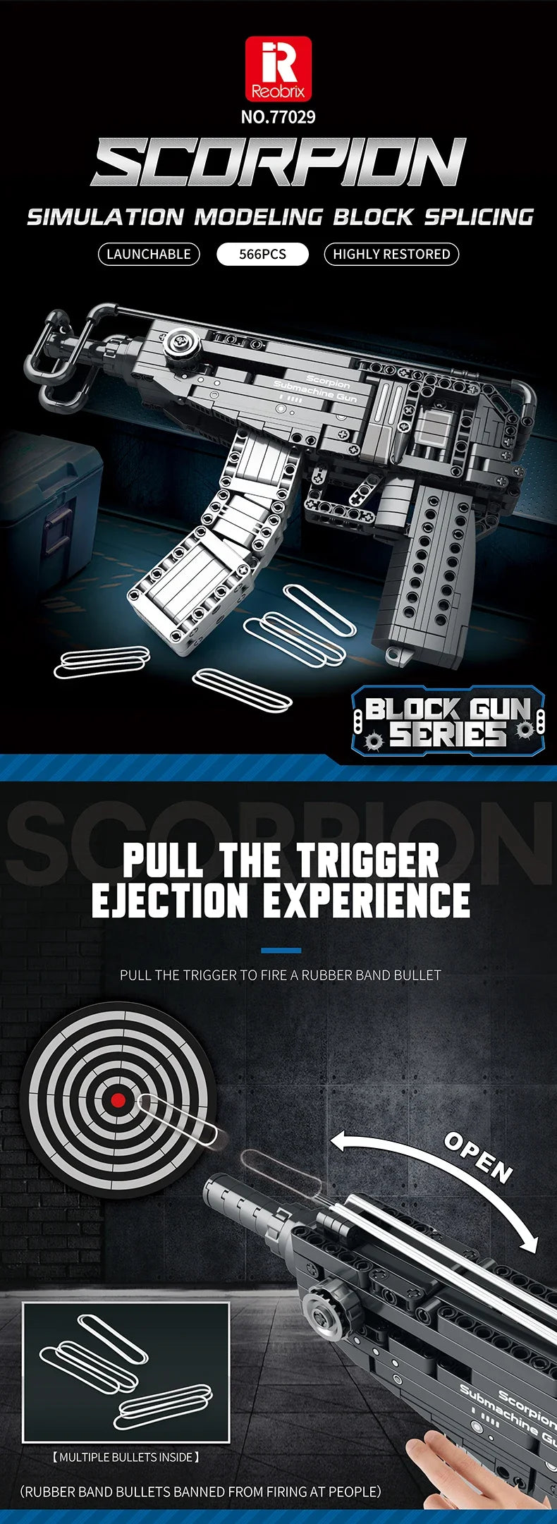 Scorpion Bouwblokset - 566PCS Militair Submachinegun Model met Bricks voor Creatieve DIY Speelplezier