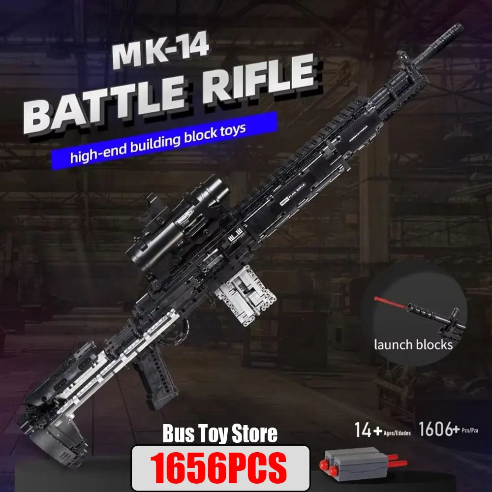 MOULD KING MK14 Battle Rifle Model - Realistische Bouwset voor Kinderen met Blokken en Wapens