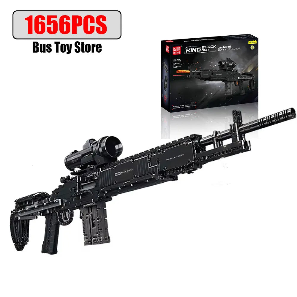 MOULD KING MK14 Battle Rifle Model - Realistische Bouwset voor Kinderen met Blokken en Wapens