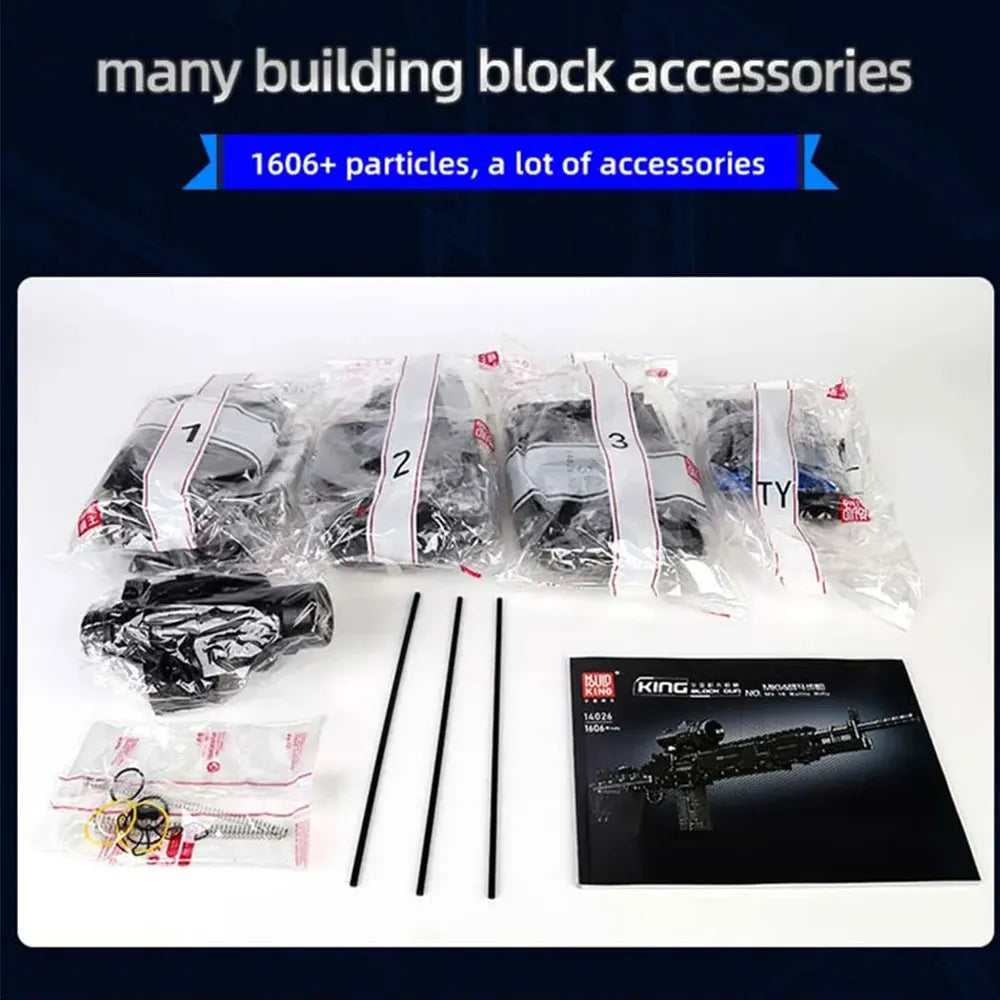 MOULD KING MK14 Battle Rifle Model - Realistische Bouwset voor Kinderen met Blokken en Wapens