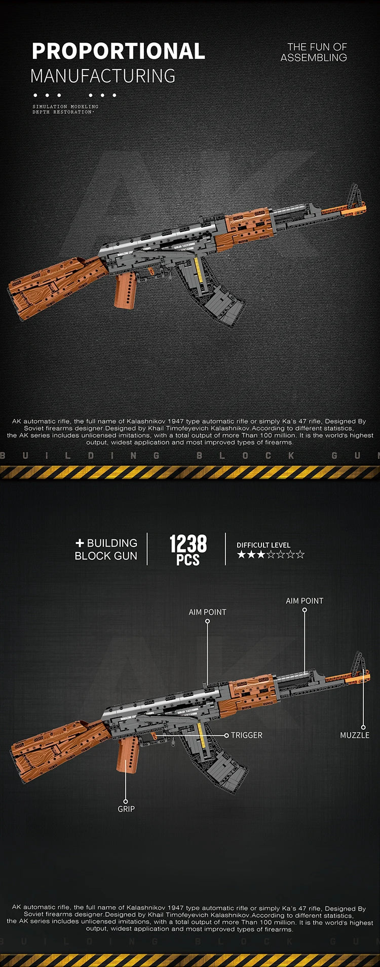 AK47 Bouwset Blokken - Schietbare Imitatie Geweer voor Kinderen - Perfecte DIY Speelgoed voor Feestdagen