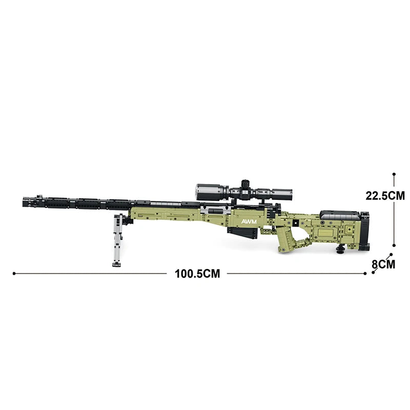 Super Magnum AWM Sniper Rifle Bouwset - 1245 Stukken met Scope, Militair Speelgoed voor Kinderen, Perfecte Feestdag Cadeau