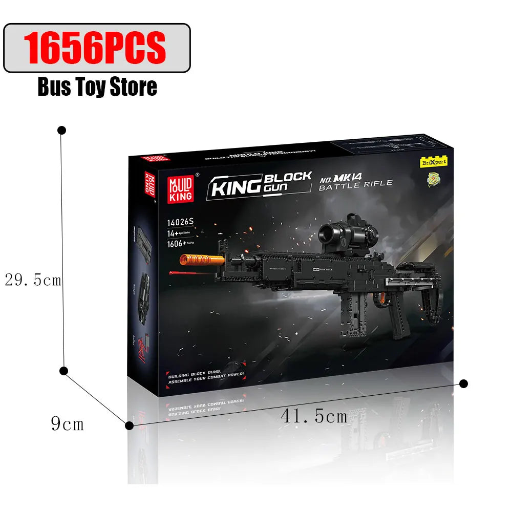 MOULD KING MK14 Battle Rifle Model - Realistische Bouwset voor Kinderen met Blokken en Wapens