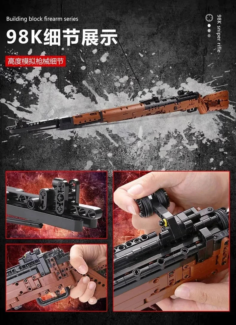 Mauser 98K Sniper Rifle Bouwstenen - Historische Strijdwagen voor Kinderen, Perfect voor Creatief Spel