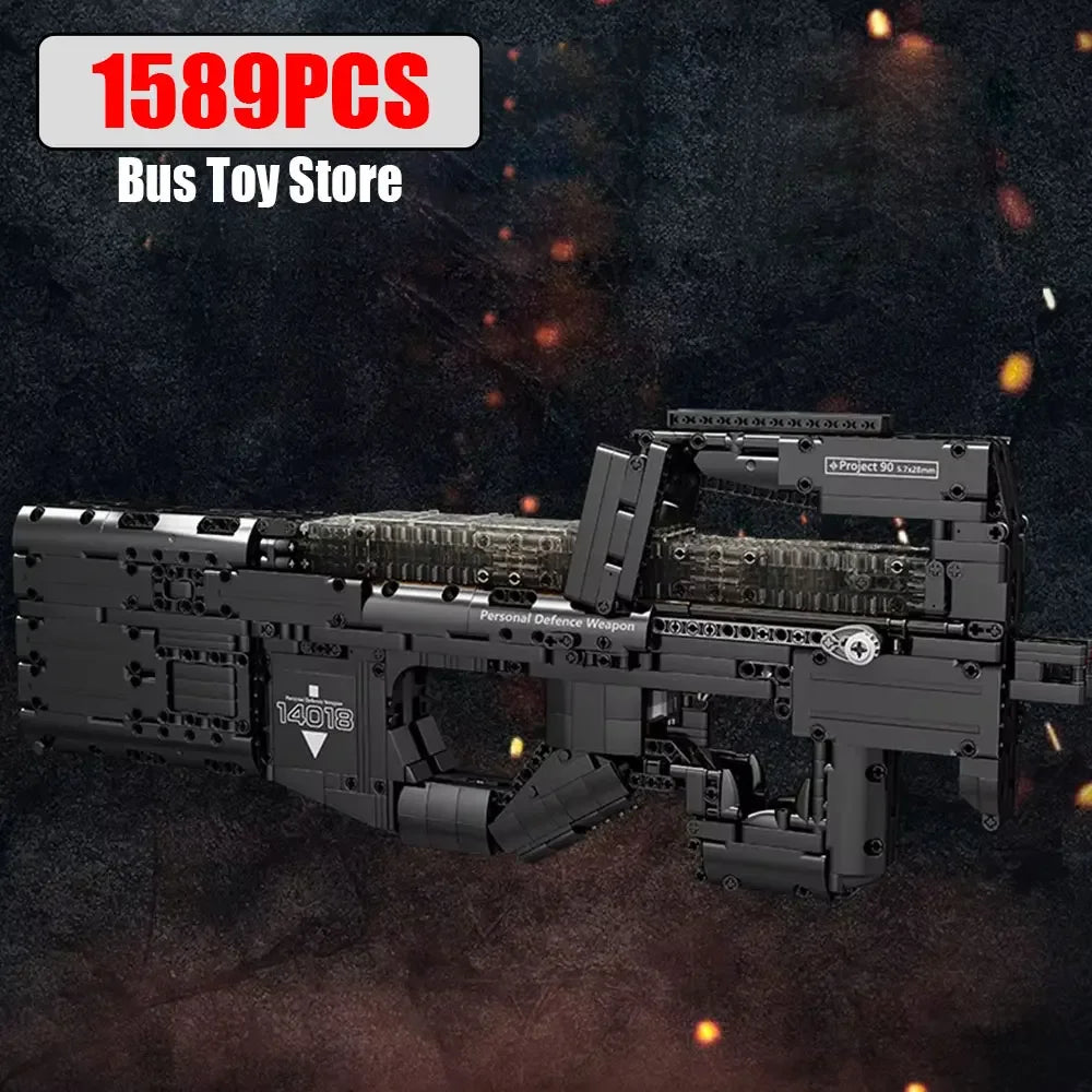 Ww2 Blokjes P90 Submachine Gun - Bouwset voor Kinderen met Technische Details en Creatieve Uitdaging