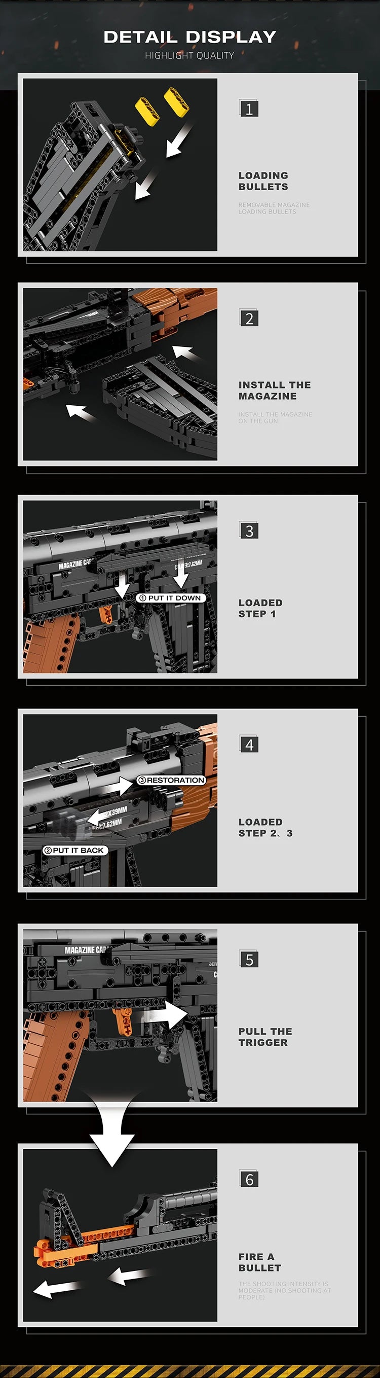 AK47 Bouwset Blokken - Schietbare Imitatie Geweer voor Kinderen - Perfecte DIY Speelgoed voor Feestdagen