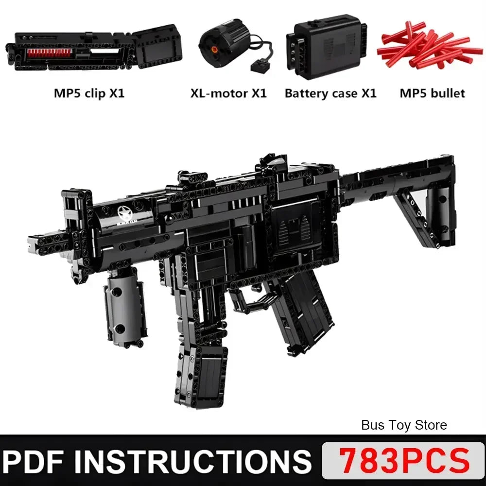 Mould King MP5 Submachine Gun Bouwset - Duurzaam & Creatief Speelgoed voor Jongens en Volwassenen, Perfecte Kerstcadeau