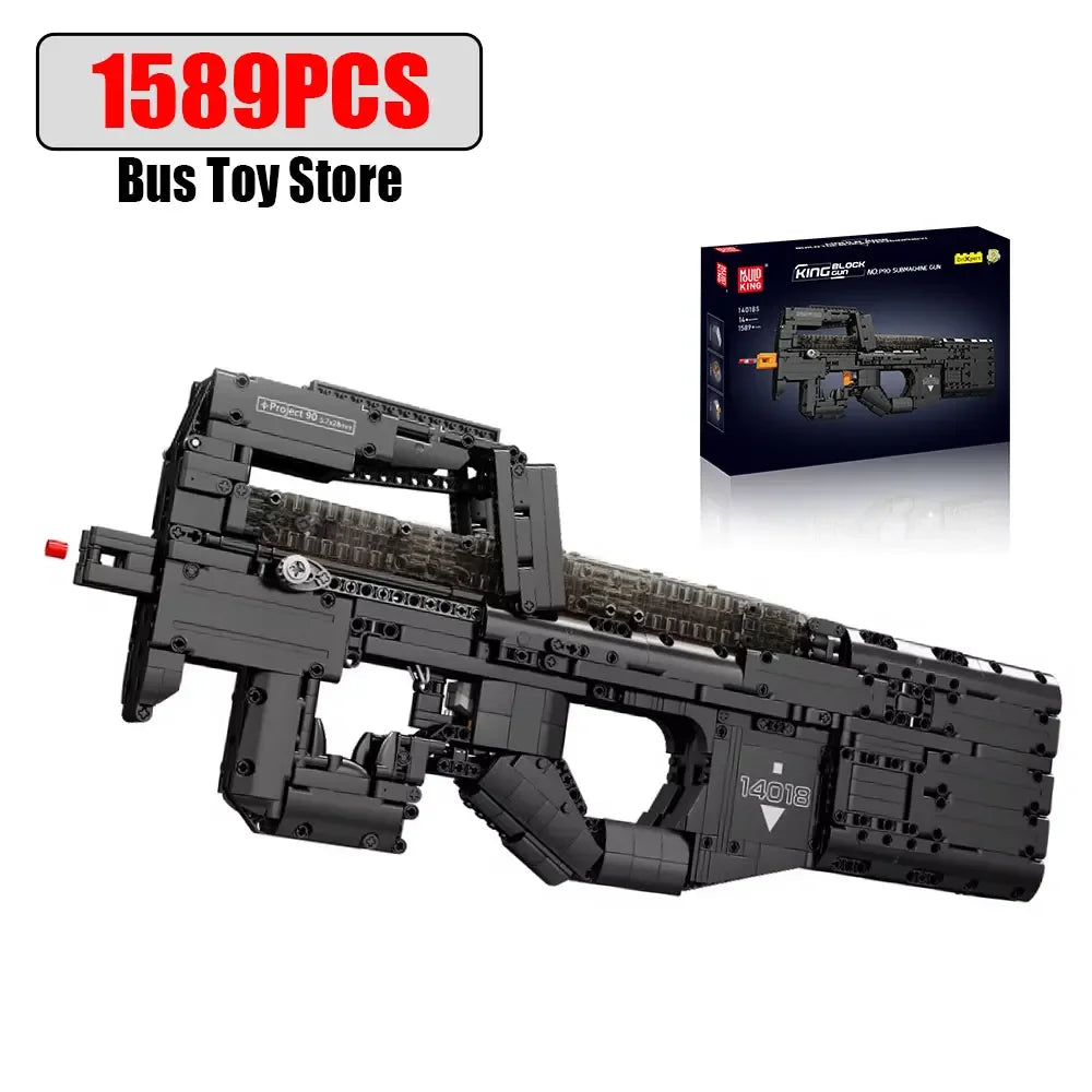 Ww2 Blokjes P90 Submachine Gun - Bouwset voor Kinderen met Technische Details en Creatieve Uitdaging