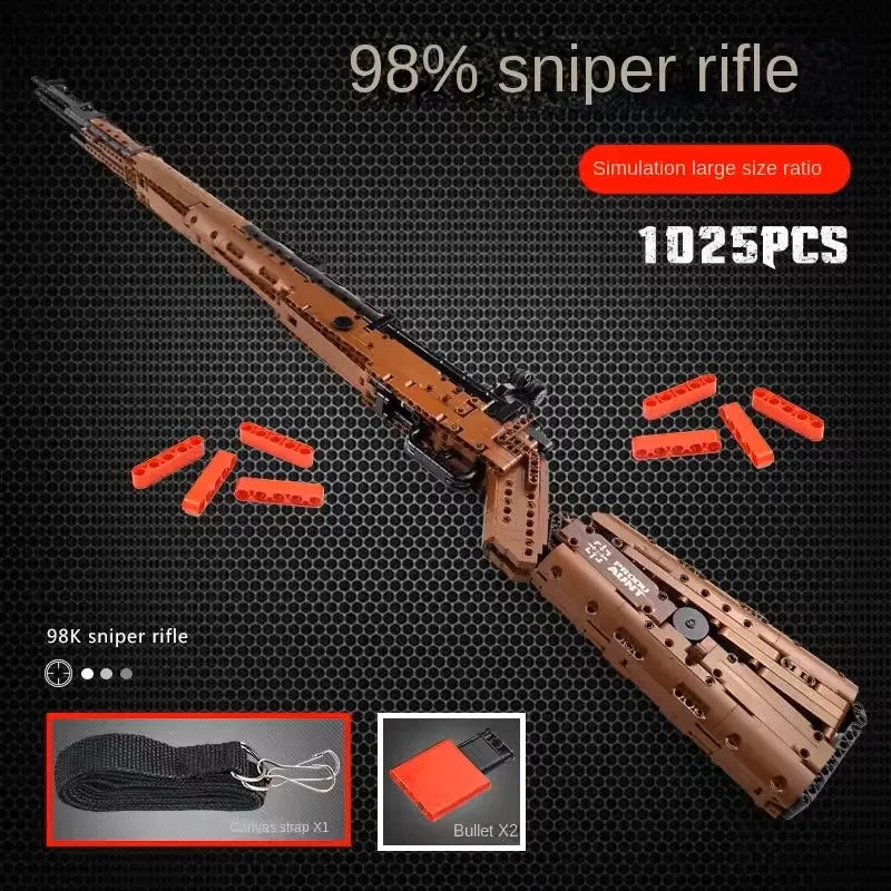 Mauser 98K Sniper Rifle Bouwstenen - Historische Strijdwagen voor Kinderen, Perfect voor Creatief Spel