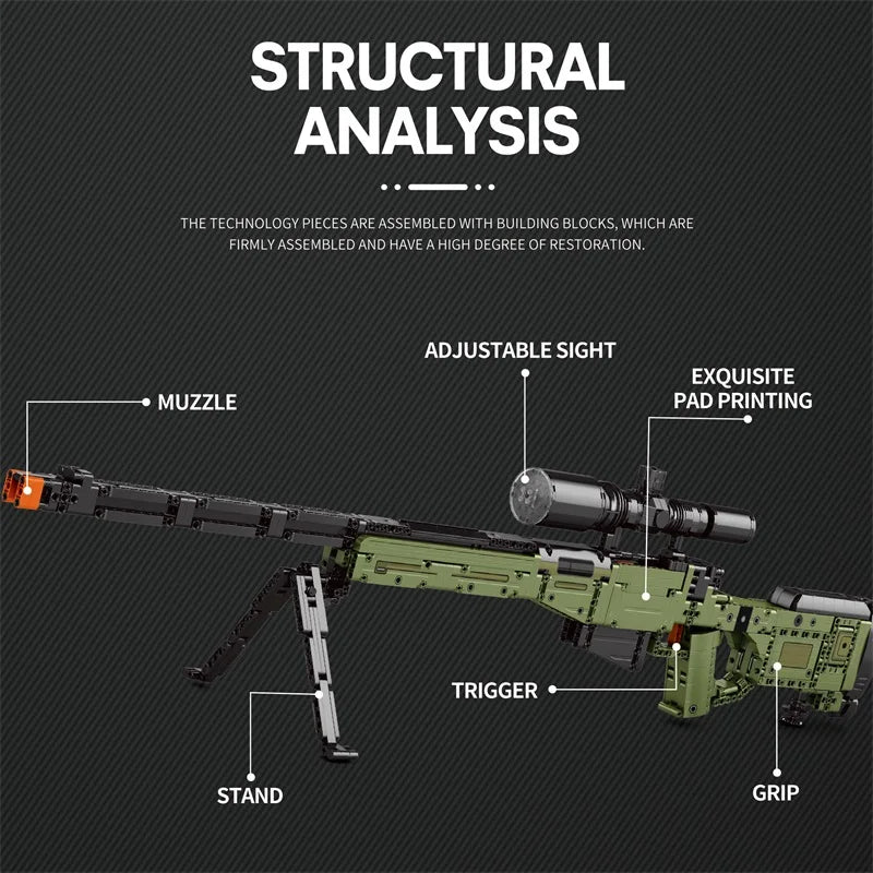 Super Magnum AWM Sniper Rifle Bouwset - 1245 Stukken met Scope, Militair Speelgoed voor Kinderen, Perfecte Feestdag Cadeau