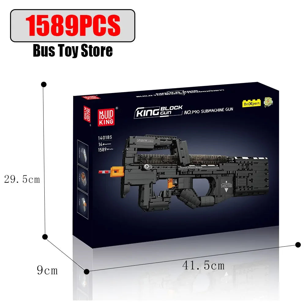 Ww2 Blokjes P90 Submachine Gun - Bouwset voor Kinderen met Technische Details en Creatieve Uitdaging
