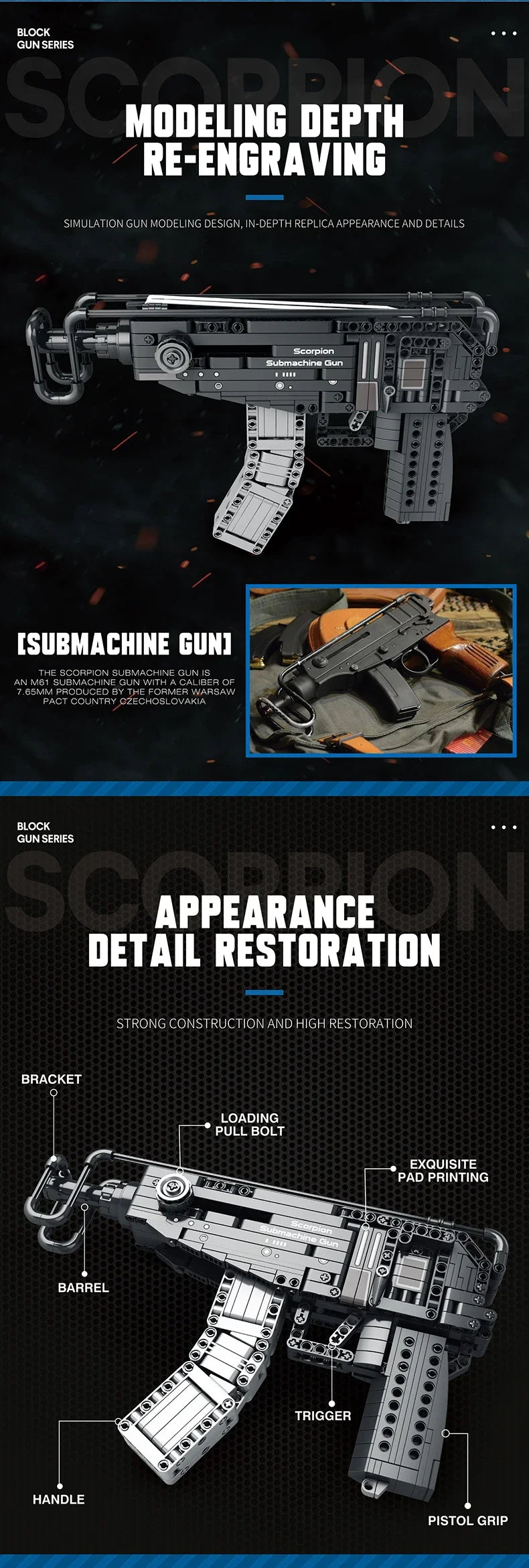 Scorpion Bouwblokset - 566PCS Militair Submachinegun Model met Bricks voor Creatieve DIY Speelplezier