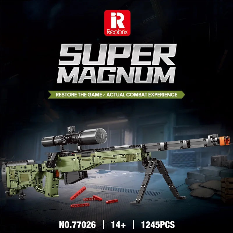 Super Magnum AWM Sniper Rifle Bouwset - 1245 Stukken met Scope, Militair Speelgoed voor Kinderen, Perfecte Feestdag Cadeau