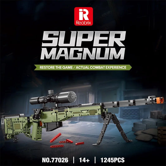 Super Magnum AWM Sniper Rifle Bouwset - 1245 Stukken met Scope, Militair Speelgoed voor Kinderen, Perfecte Feestdag Cadeau
