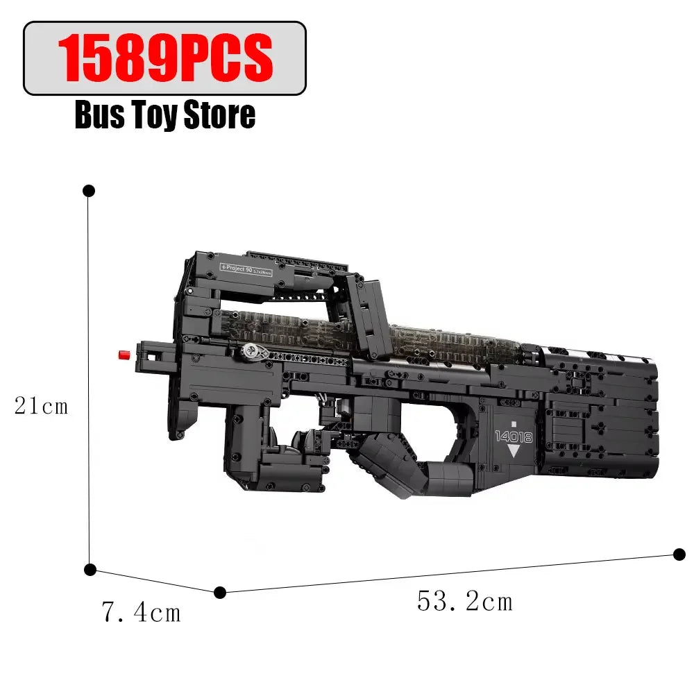 Ww2 Blokjes P90 Submachine Gun - Bouwset voor Kinderen met Technische Details en Creatieve Uitdaging