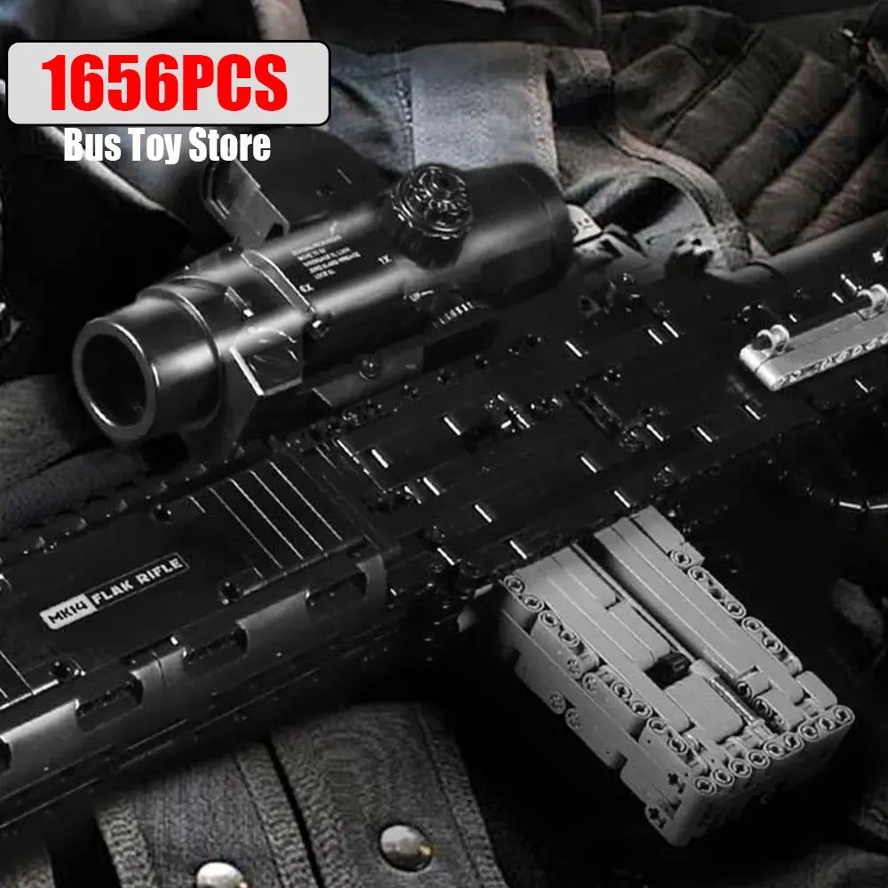 MOULD KING MK14 Battle Rifle Model - Realistische Bouwset voor Kinderen met Blokken en Wapens