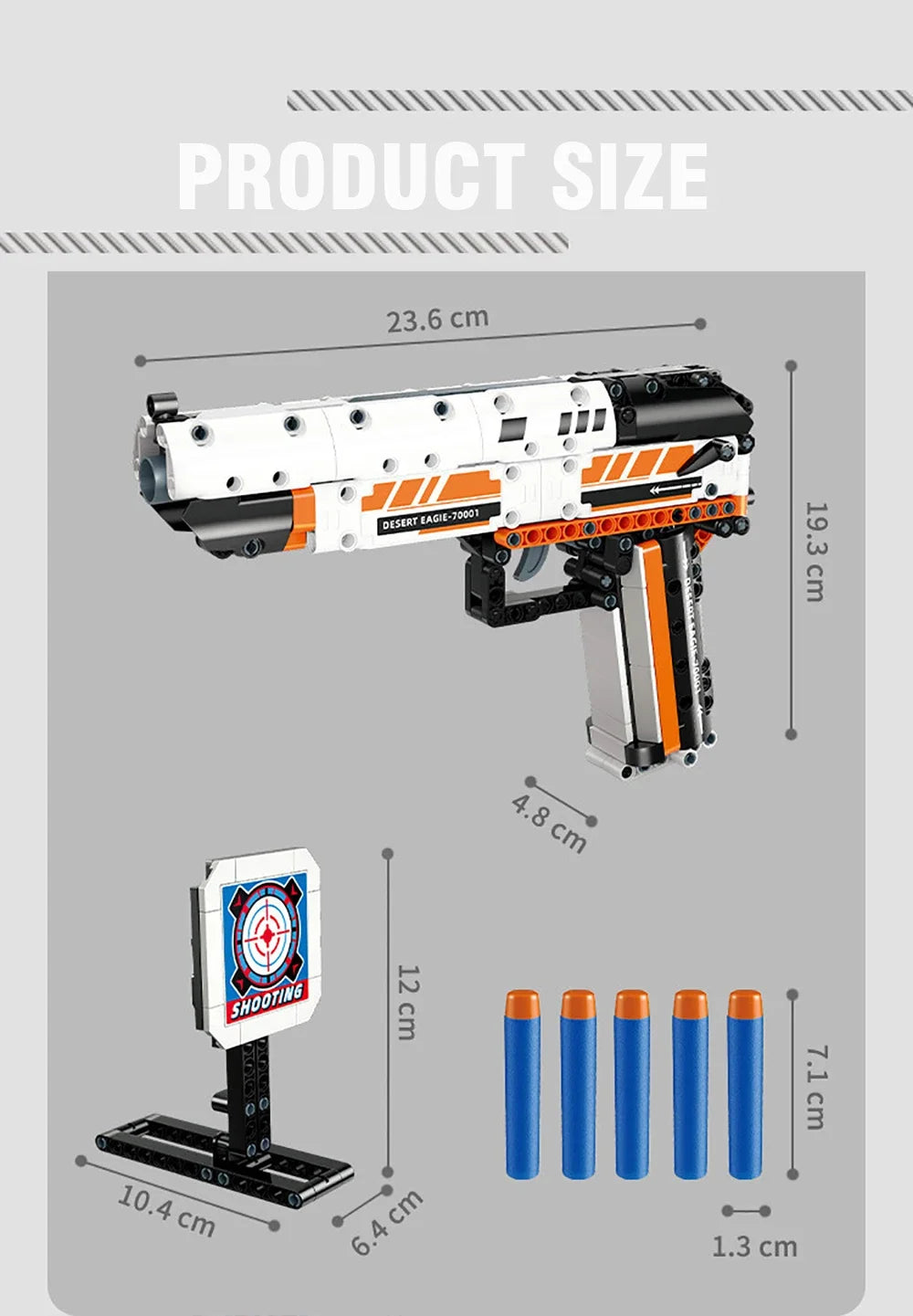 Desert Eagle Bouwset - WW2 Militair wapenmodel met zachte kogels voor jongens - AK47 en Beretta inclusief bouwstenen