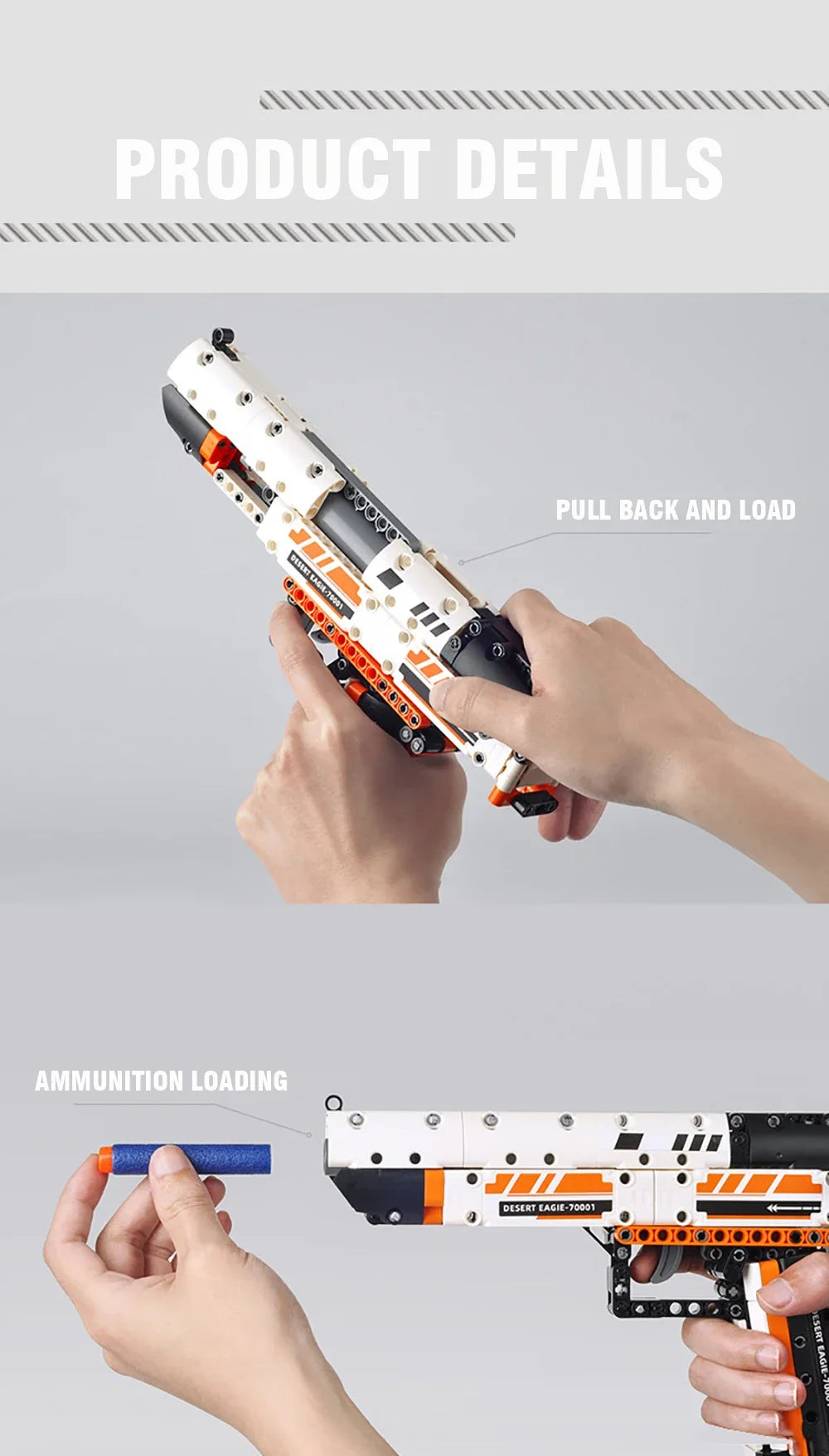 Desert Eagle Bouwset - WW2 Militair wapenmodel met zachte kogels voor jongens - AK47 en Beretta inclusief bouwstenen