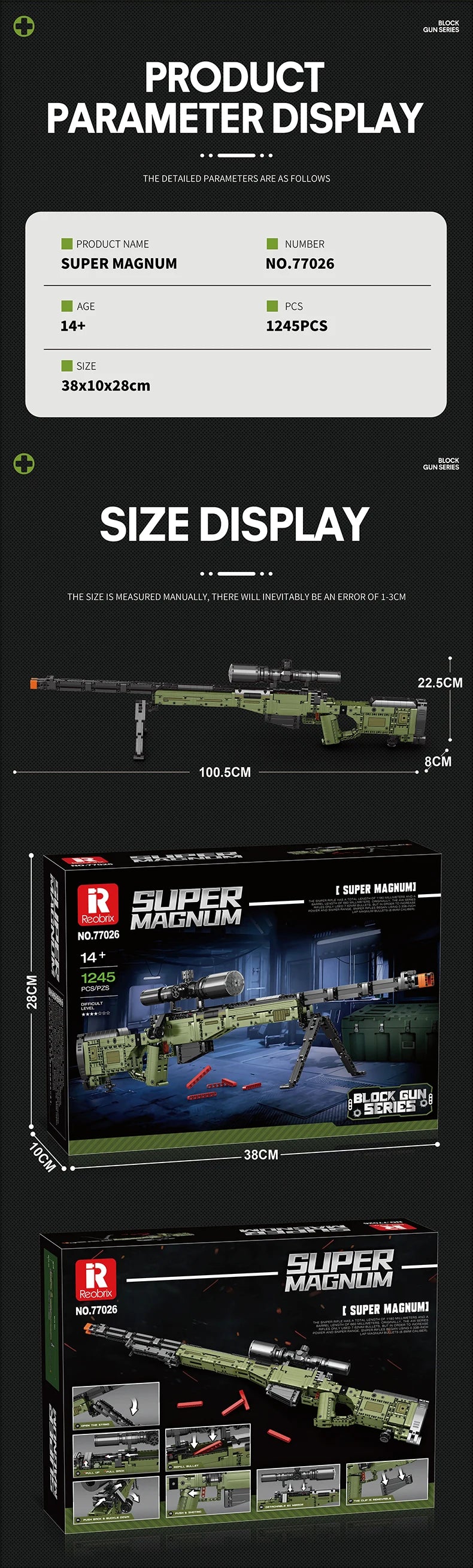 Super Magnum AWM Sniper Rifle Bouwset - 1245 Stukken met Scope, Militair Speelgoed voor Kinderen, Perfecte Feestdag Cadeau