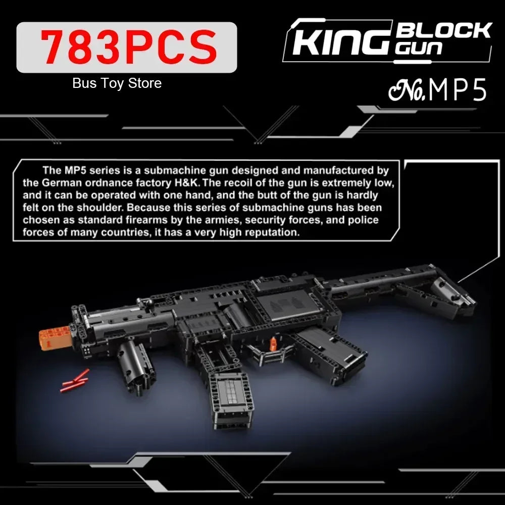 Mould King MP5 Submachine Gun Bouwset - Duurzaam & Creatief Speelgoed voor Jongens en Volwassenen, Perfecte Kerstcadeau