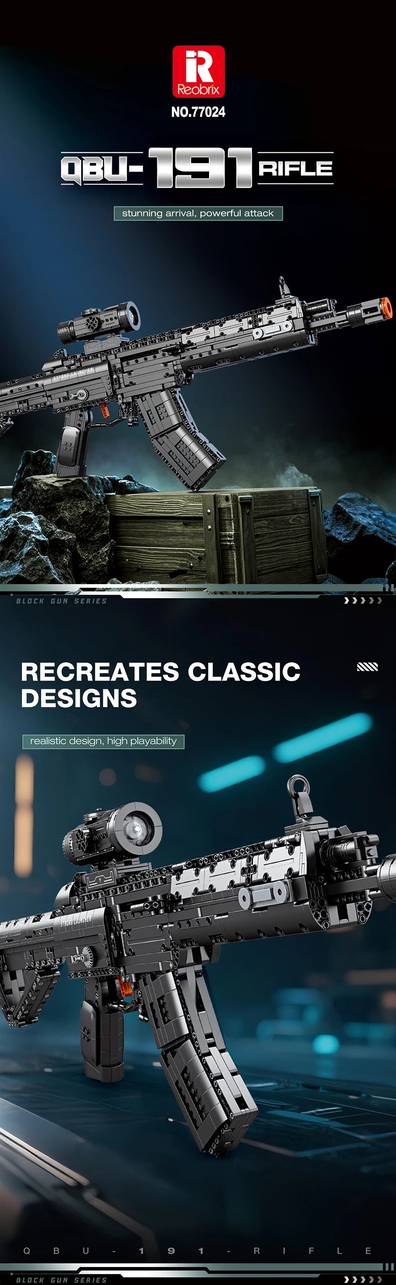 Geef je fantasie vrij met het 1593PCS 191 Rifle Bouwblok Set - Realistische Militaire Wapens voor Kinderen en Spelletjes!