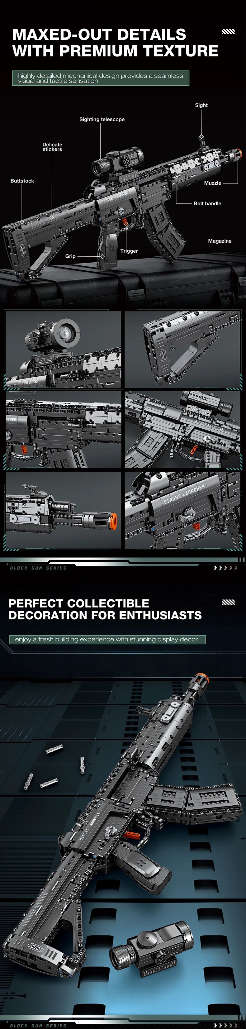 Geef je fantasie vrij met het 1593PCS 191 Rifle Bouwblok Set - Realistische Militaire Wapens voor Kinderen en Spelletjes!