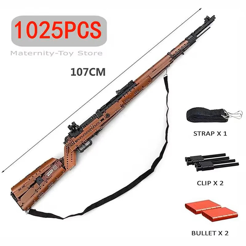 Mauser 98K Sniper Rifle Bouwstenen - Historische Strijdwagen voor Kinderen, Perfect voor Creatief Spel