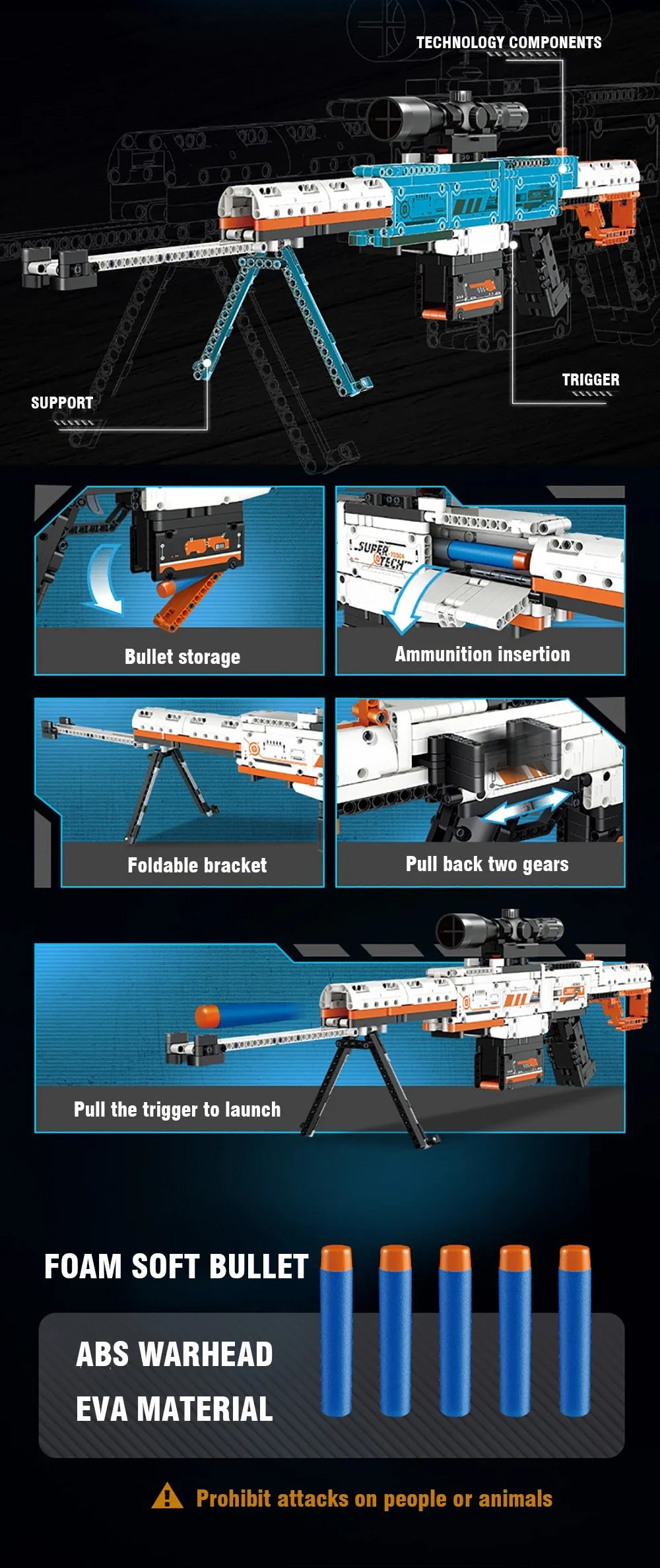 Desert Eagle Bouwset met Zachte Kogels – Inclusief AK47 en Submachine Gun Blokken voor Jongens